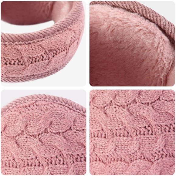 Unisex A-pink Warm Knit Cashmere Adjustable Wrap Outdoor Fur Earwarmer - Picture 4 of 6